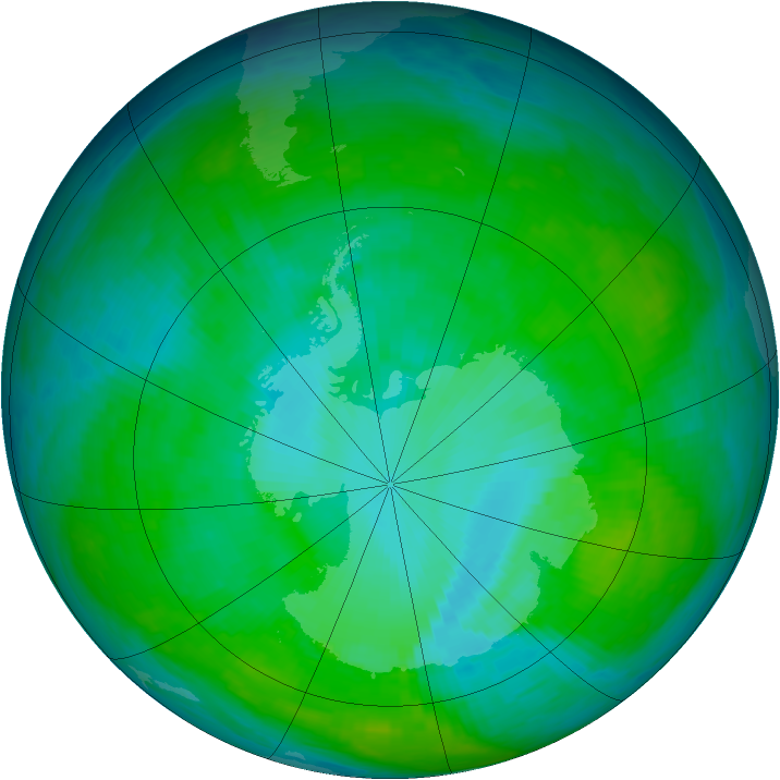 Antarctic ozone map for 12 January 1988